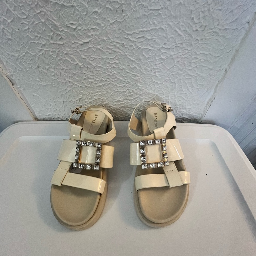 Sparkle Buckle Cream Sandals